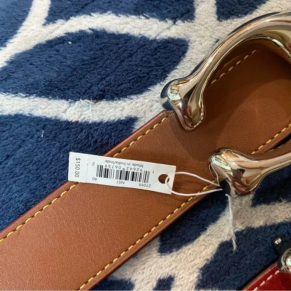 Coach Tan Leather Belt with Silver Buckle - Picture 2 of 4